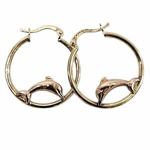 🚨Sale🚨 10k Ladies Yellow Gold dolphin Hoop Earrings
